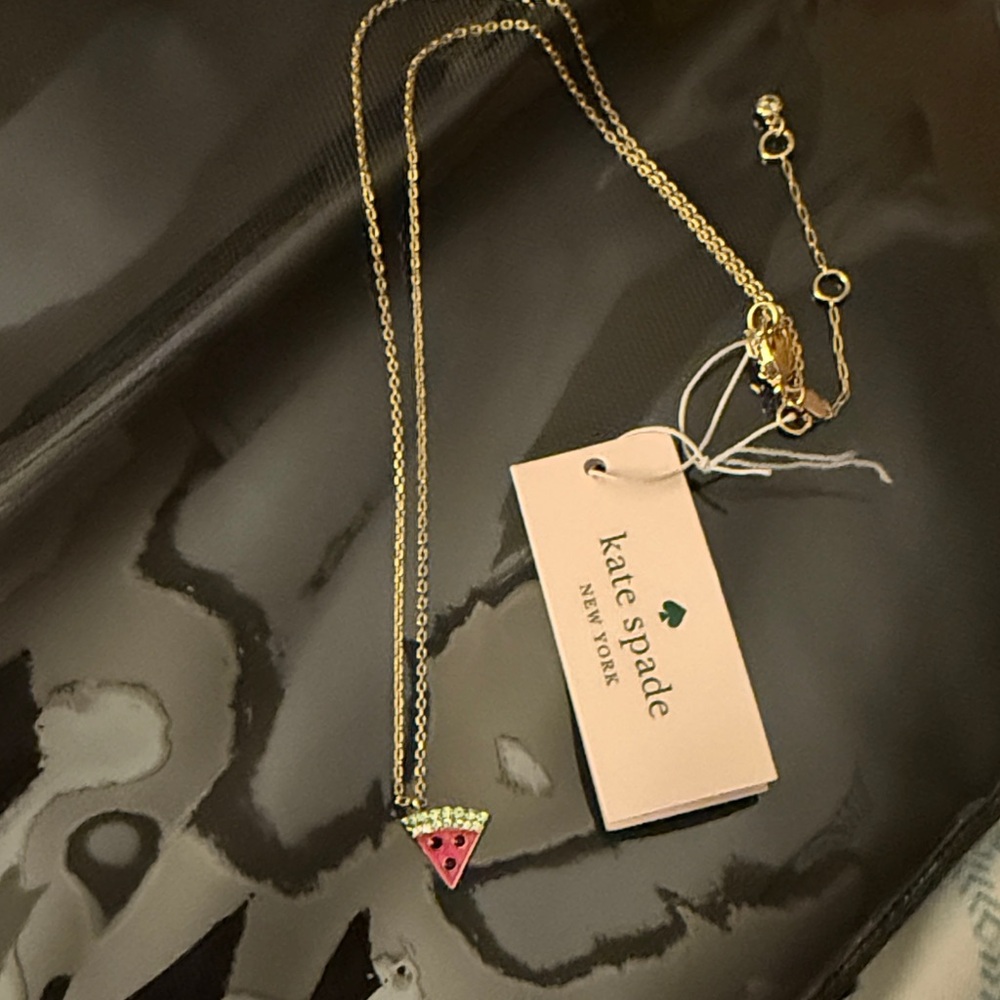 Kate Spade Gold Necklace with Pink Watermelon Pendant